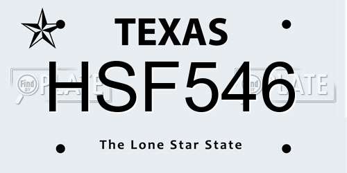 HSF546 Texas License Plate