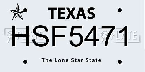 HSF5471 Texas License Plate
