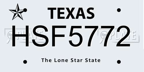 HSF5772 Texas License Plate
