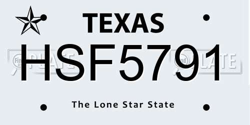 HSF5791 Texas License Plate
