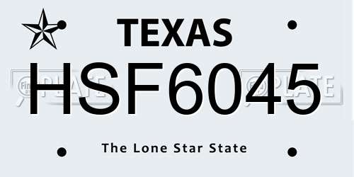 HSF6045 Texas License Plate
