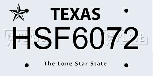 HSF6072 Texas License Plate