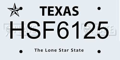 HSF6125 Texas License Plate