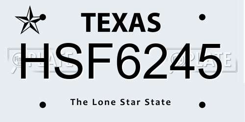HSF6245 Texas License Plate