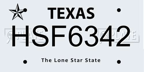 HSF6342 Texas License Plate