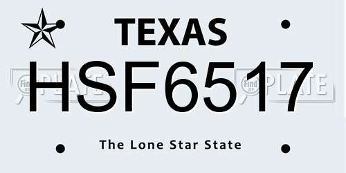 HSF6517 Texas License Plate