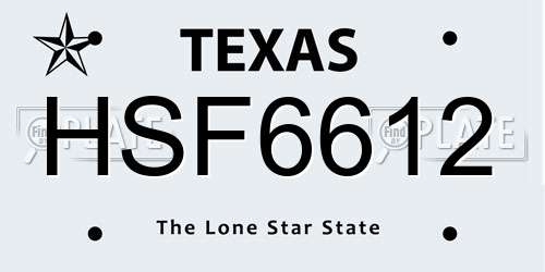 HSF6612 Texas License Plate