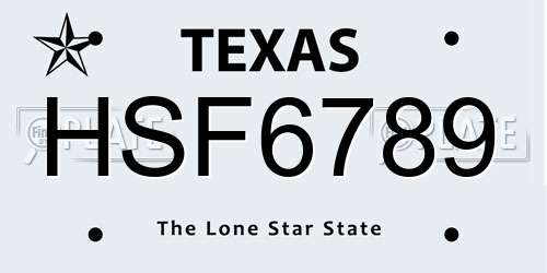 HSF6789 Texas License Plate