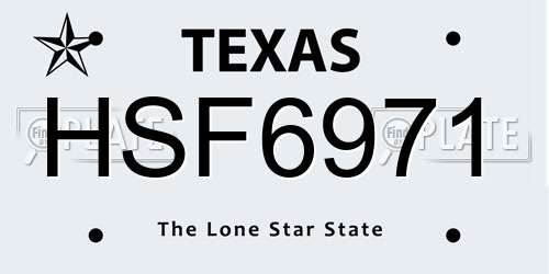 HSF6971 Texas License Plate