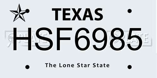 HSF6985 Texas License Plate