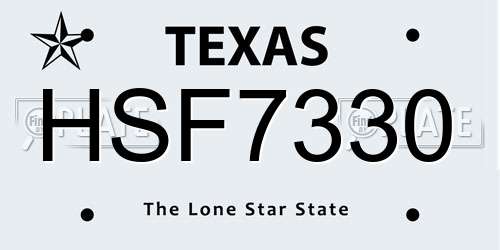 HSF7330 Texas License Plate