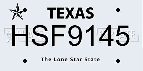 HSF9145 Texas License Plate
