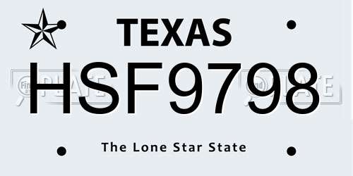 HSF9798 Texas License Plate