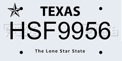 HSF9956 Texas License Plate