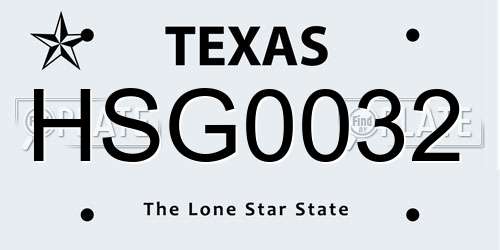 HSG0032 Texas License Plate