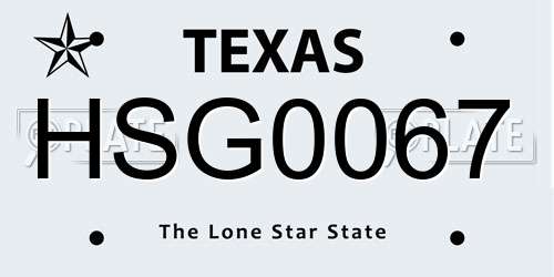 HSG0067 Texas License Plate