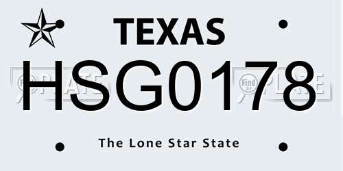 HSG0178 Texas License Plate