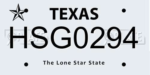 HSG0294 Texas License Plate