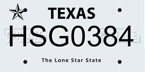 HSG0384 Texas License Plate
