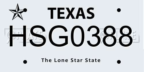 HSG0388 Texas License Plate