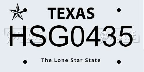 HSG0435 Texas License Plate