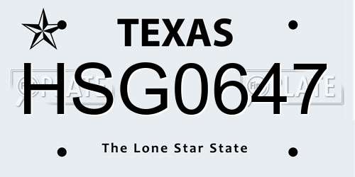 HSG0647 Texas License Plate