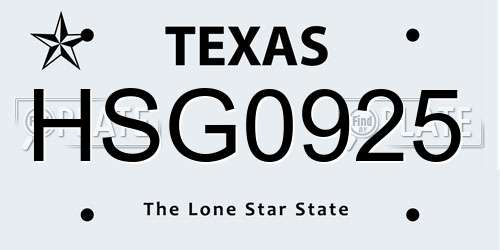 HSG0925 Texas License Plate