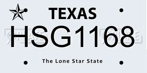 HSG1168 Texas License Plate