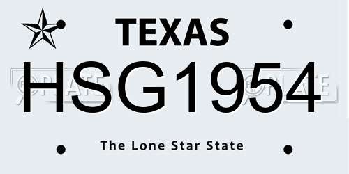 HSG1954 Texas License Plate