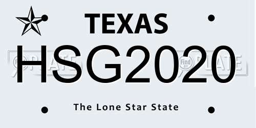 HSG2020 Texas License Plate