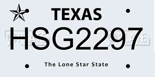 HSG2297 Texas License Plate