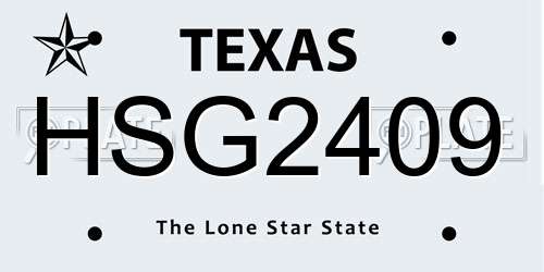HSG2409 Texas License Plate