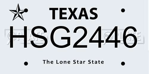 HSG2446 Texas License Plate