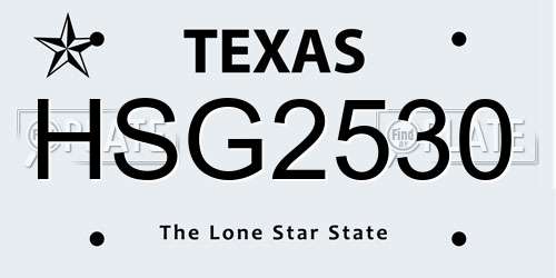 HSG2530 Texas License Plate