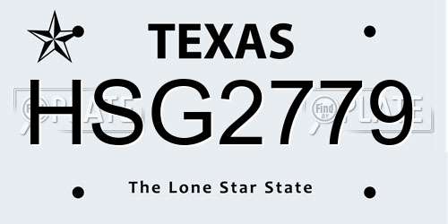 HSG2779 Texas License Plate