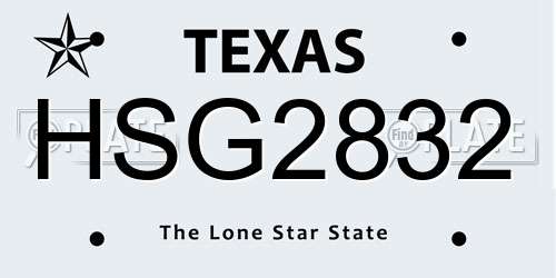 HSG2832 Texas License Plate