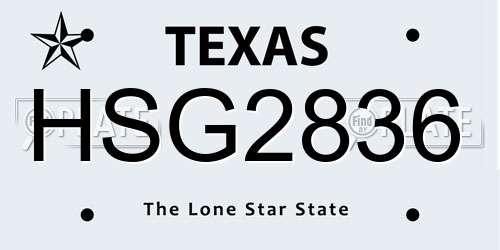 HSG2836 Texas License Plate
