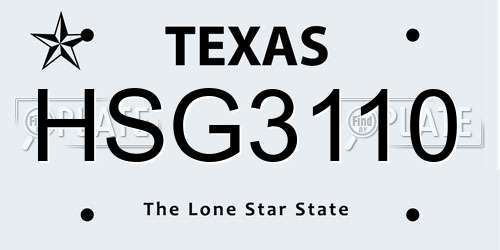 HSG3110 Texas License Plate