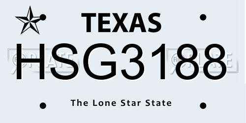 HSG3188 Texas License Plate