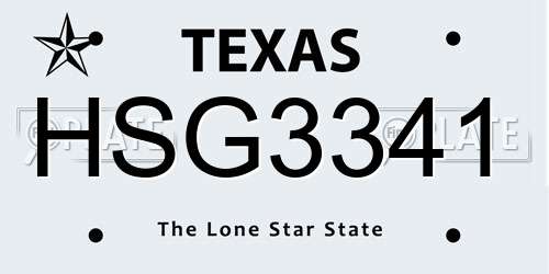 HSG3341 Texas License Plate