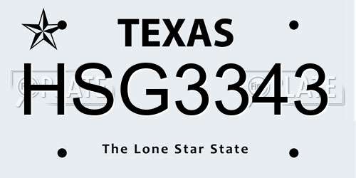 HSG3343 Texas License Plate