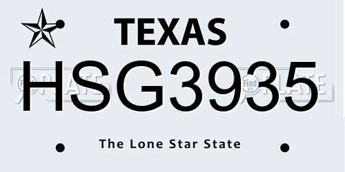 HSG3935 Texas License Plate