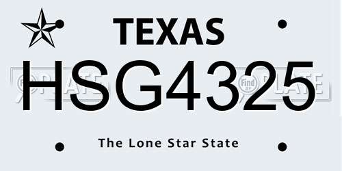 HSG4325 Texas License Plate