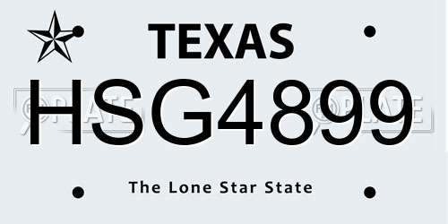 HSG4899 Texas License Plate