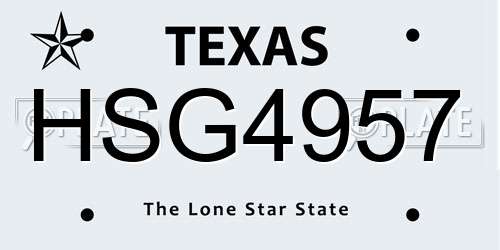 HSG4957 Texas License Plate