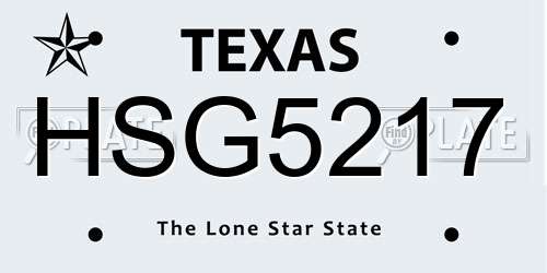 HSG5217 Texas License Plate