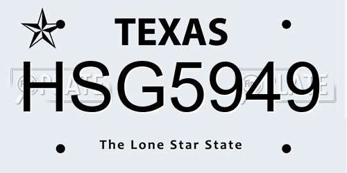 HSG5949 Texas License Plate
