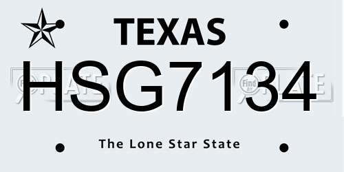 HSG7134 Texas License Plate
