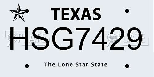 HSG7429 Texas License Plate