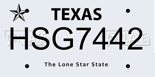 HSG7442 Texas License Plate